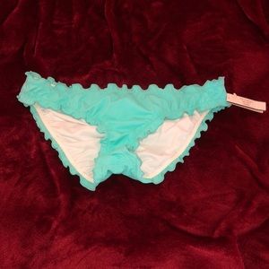 Blue ruffled cheeky bathing suit bottoms